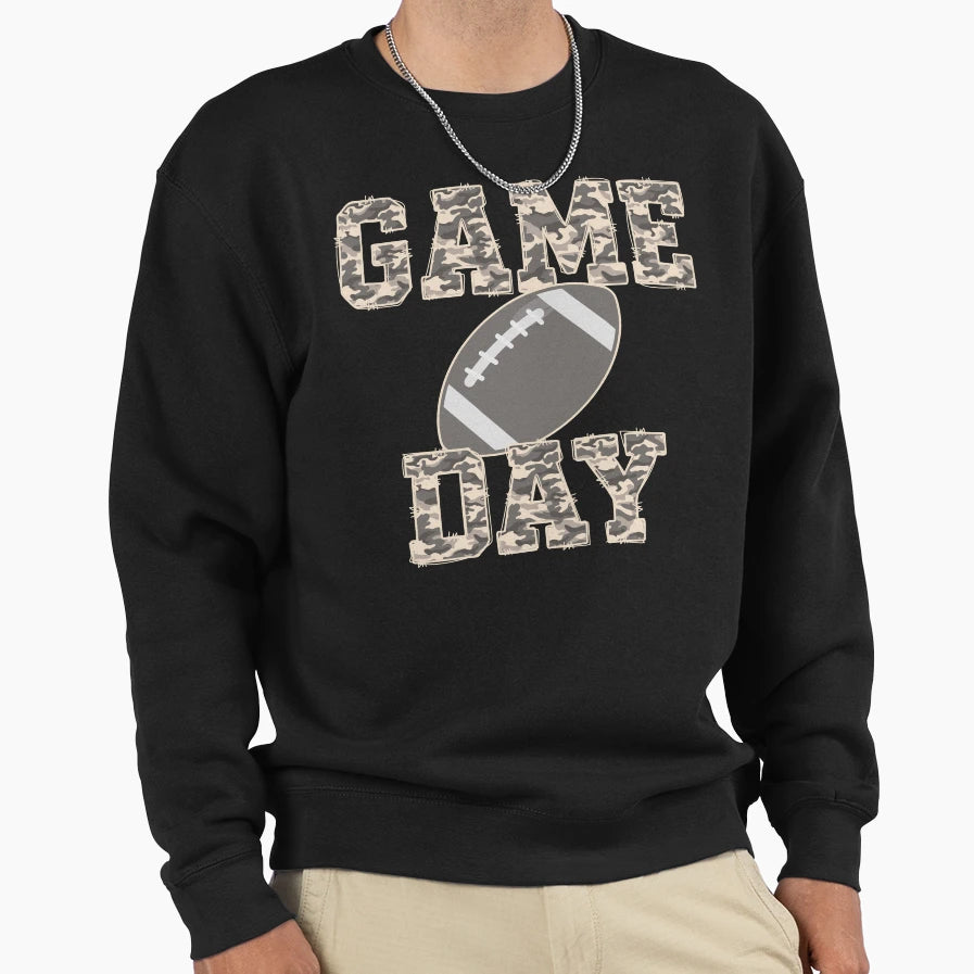 Game Day Camo Football Sweatshirt - Trendy Graphic for Adults - T-Shirt, Sweatshirt, Hoodie