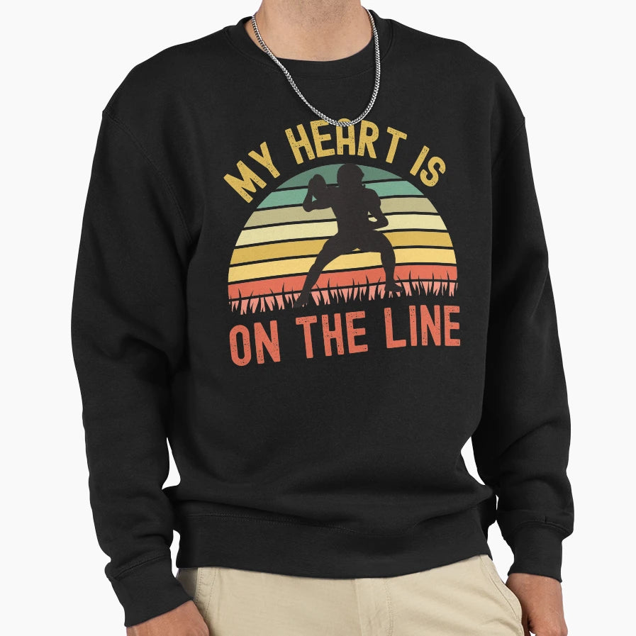 My Heart Is Line Football Sweatshirt - Fun Novelty Design for Adults - T-Shirt, Sweatshirt, Hoodie