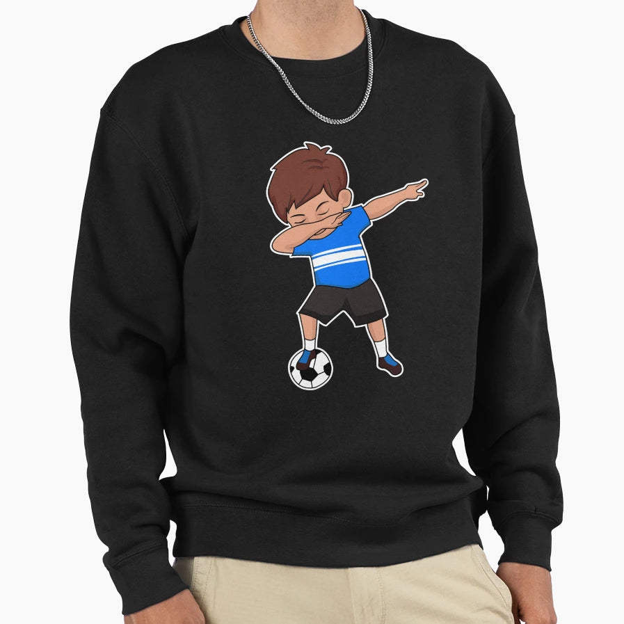 Dabbing Soccer Player Blue Soccer Sweatshirt - Minimalist Print Unisex - T-Shirt, Sweatshirt, Hoodie
