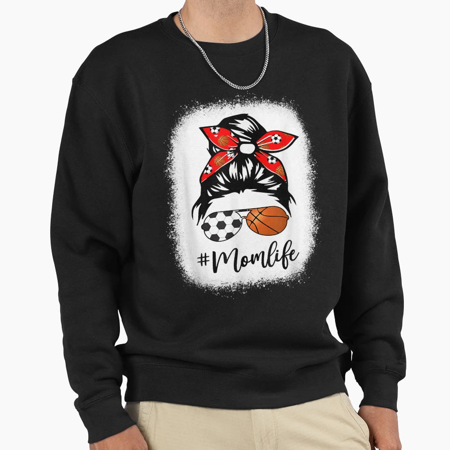 Bleached Mom Life Soccer Skull Sweatshirt - Minimalist Print for Adults - T-Shirt, Sweatshirt, Hoodie