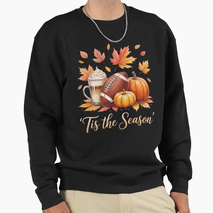 Pumpkin Spice Football Tis Sweatshirt - Casual Everyday Wear Men Women - T-Shirt, Sweatshirt, Hoodie
