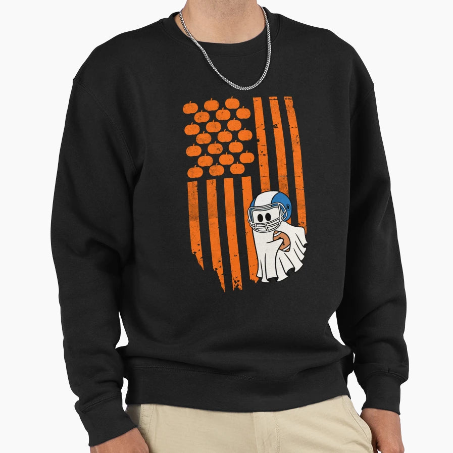 Football Player Fan Ghost Sweatshirt - Minimalist Print for Adults - T-Shirt, Sweatshirt, Hoodie