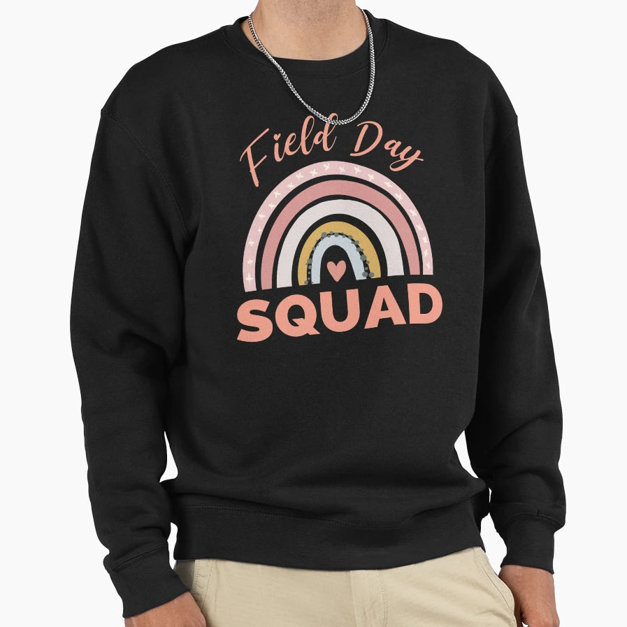 Boho Rainbow Field Day Squad Sweatshirt - Unique Graphic Men Women - T-Shirt, Sweatshirt, Hoodie