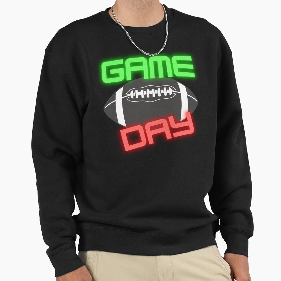 Game Day Neon Football Sweatshirt - Novelty Apparel for Adults - T-Shirt, Sweatshirt, Hoodie