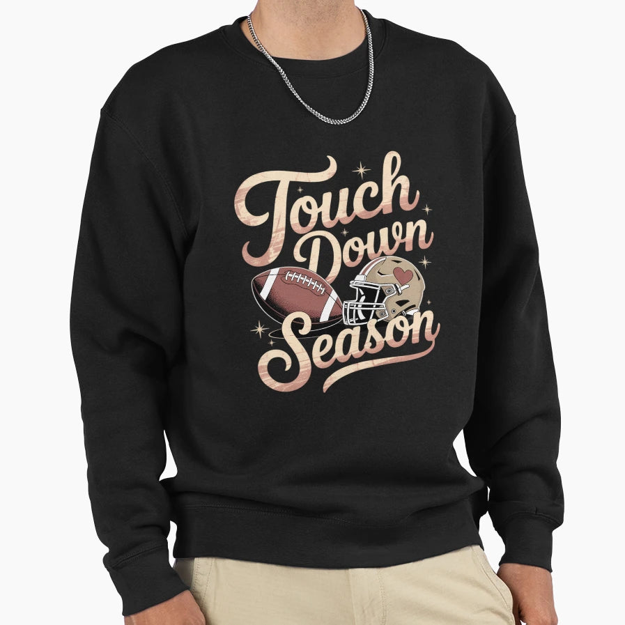 Touch Down Season Football Coffee Latte Sweatshirt - Trendy Graphic Unisex - T-Shirt, Sweatshirt, Hoodie