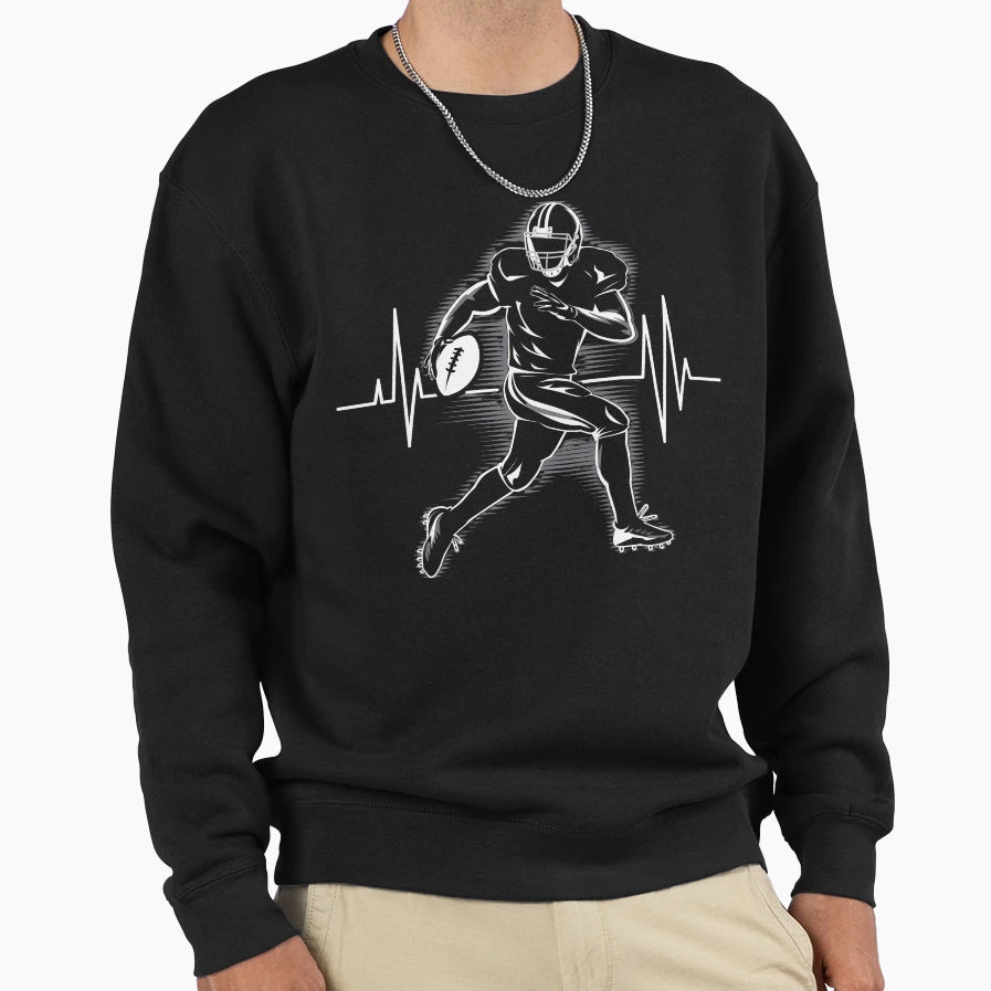Football Heartbeat Player Pulse Sweatshirt - Unique Graphic Men Women - T-Shirt, Sweatshirt, Hoodie