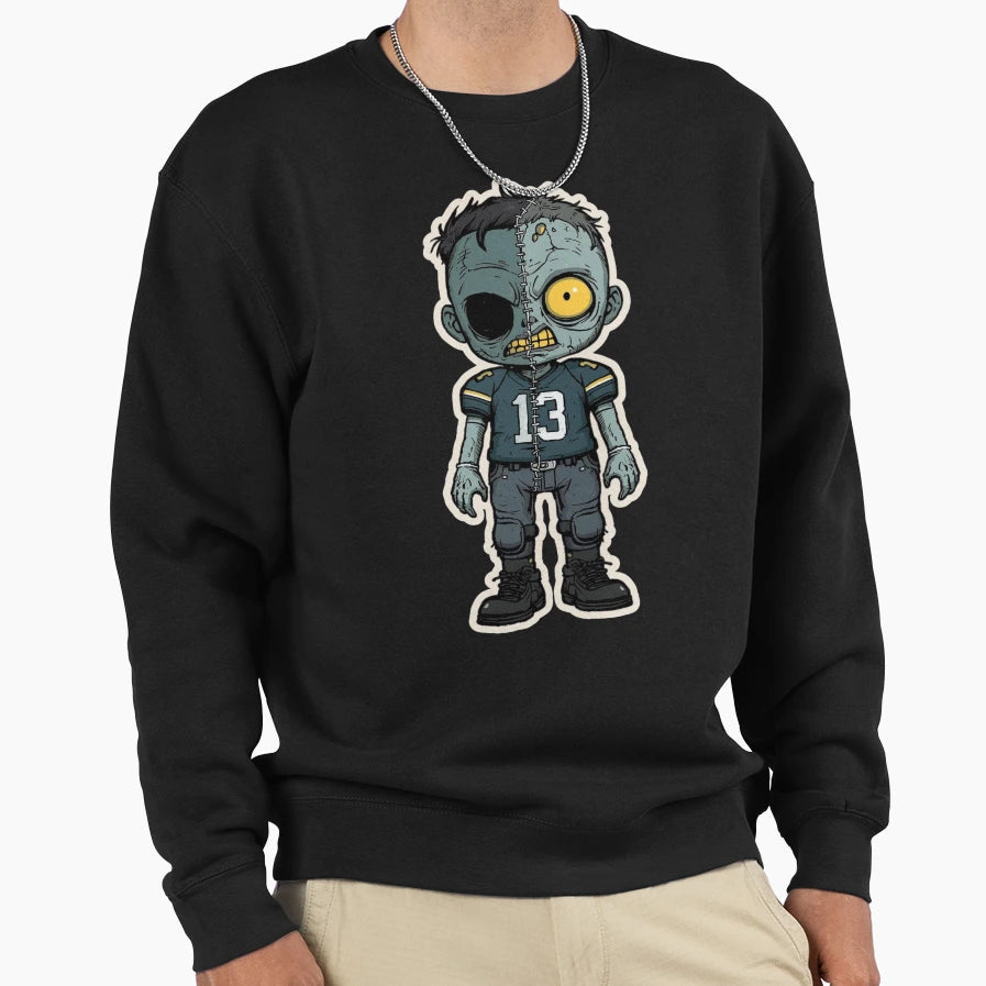 Football Player Zombie Jersey Sweatshirt - Graphic Print Men Women - T-Shirt, Sweatshirt, Hoodie