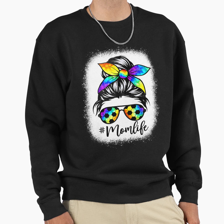 Womens Bleached Mom Life Soccer Sweatshirt - Minimalist Print Men Women - T-Shirt, Sweatshirt, Hoodie