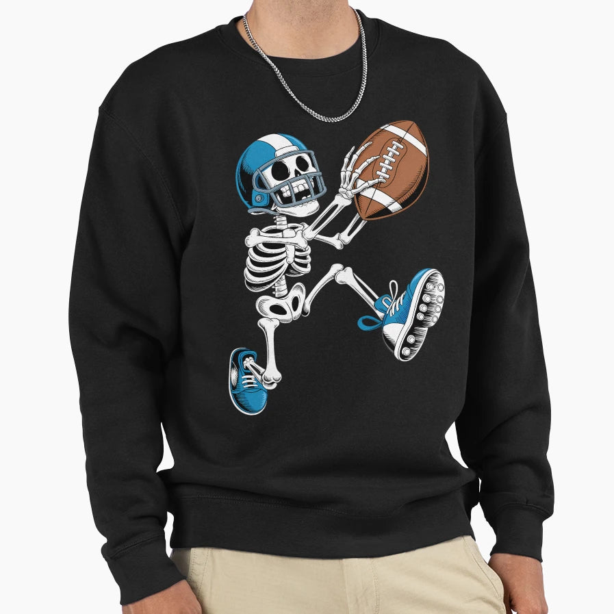 Football Skeleton Halloween Sweatshirt - Streetwear Style Unisex - T-Shirt, Sweatshirt, Hoodie