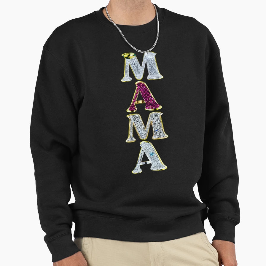 Bedazzled Mama Gold Diamond And Sweatshirt - Trendy Graphic for Adults - T-Shirt, Sweatshirt, Hoodie
