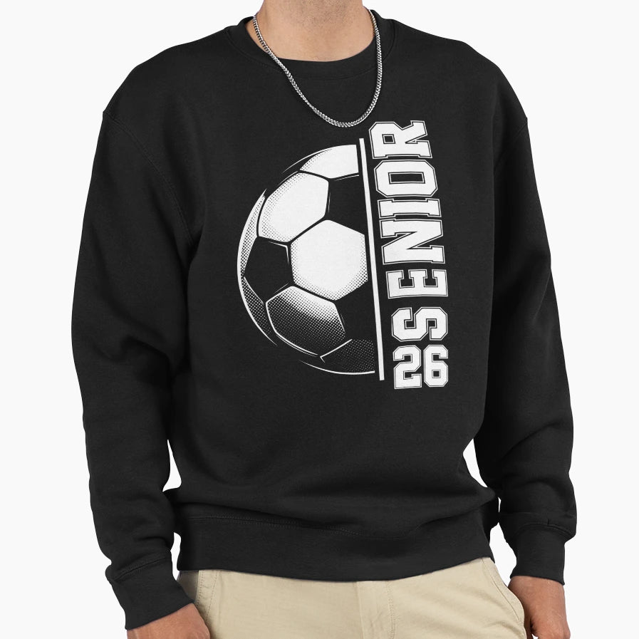 Soccer Senior 26 Class 2026 Grad Sweatshirt - Custom Art Print for Adults - T-Shirt, Sweatshirt, Hoodie