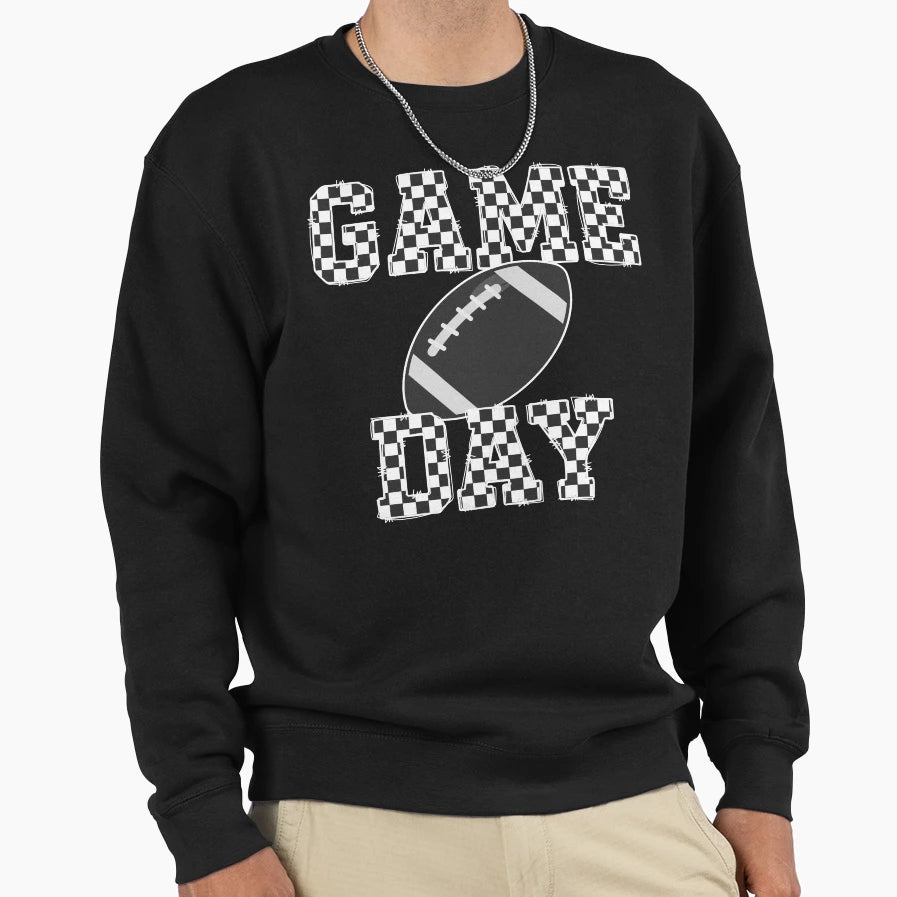 Game Day Checker Football Sweatshirt - Novelty Apparel Men Women - T-Shirt, Sweatshirt, Hoodie