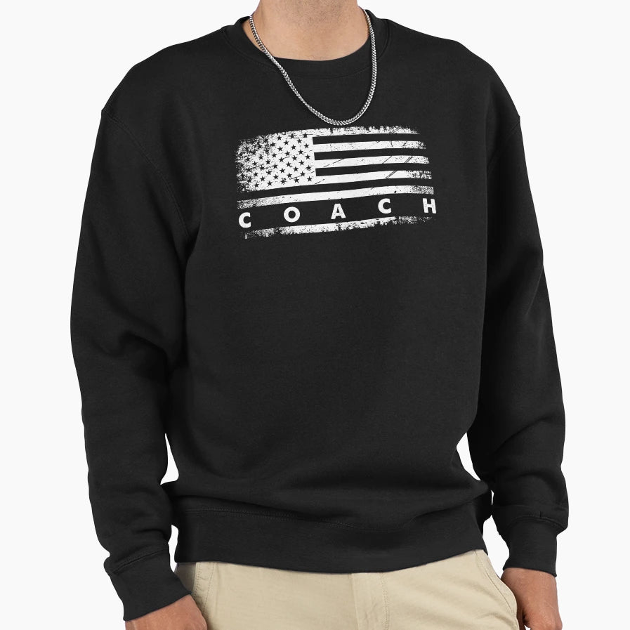 Coach American Usa Flag Volleyball Sweatshirt - Trendy Graphic for Adults - T-Shirt, Sweatshirt, Hoodie