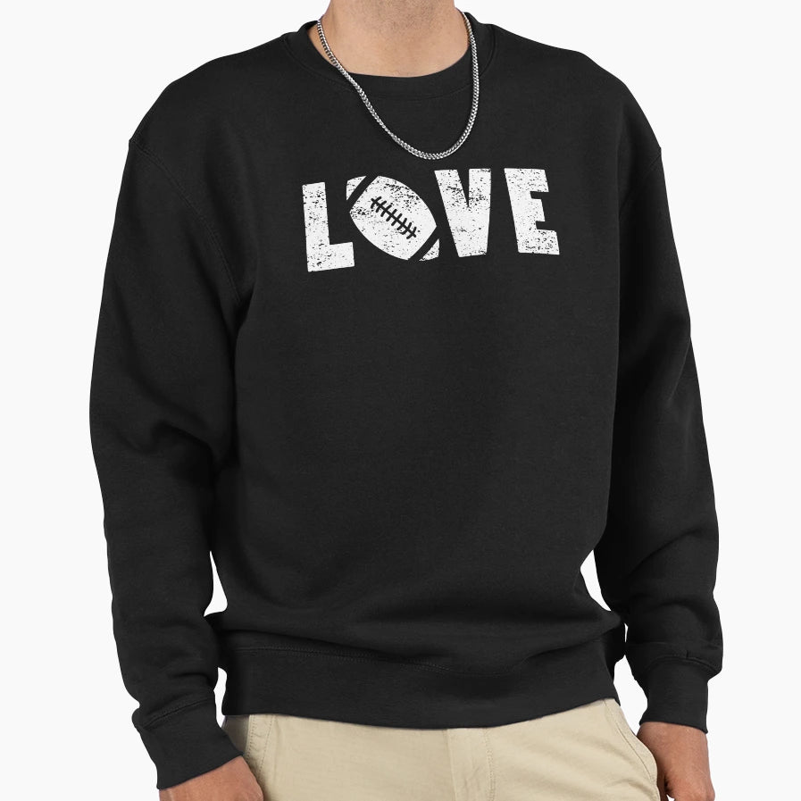I Love Football Illustrated Pun Word T-Shirt - Minimalist Print for Adults - T-Shirt, Sweatshirt, Hoodie