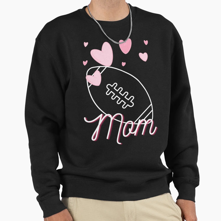 Heart And Football Mom Sweatshirt - Aesthetic Graphic for Adults - T-Shirt, Sweatshirt, Hoodie