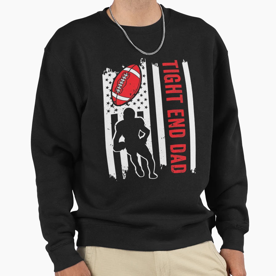 American Flag Football Tight End Dad T-Shirt - Custom Art Print Unisex - T-Shirt, Sweatshirt, Hoodie