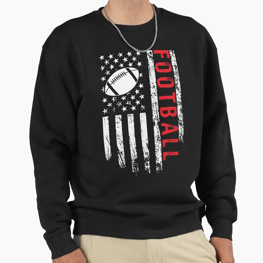 Football American Flag Us Sport Sweatshirt - Minimalist Print for Adults - T-Shirt, Sweatshirt, Hoodie