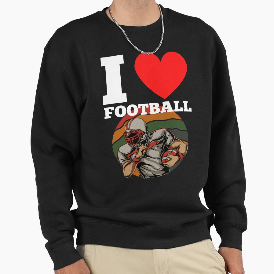 I Love American Football Heart Football Sweatshirt - Graphic Print Unisex - T-Shirt, Sweatshirt, Hoodie