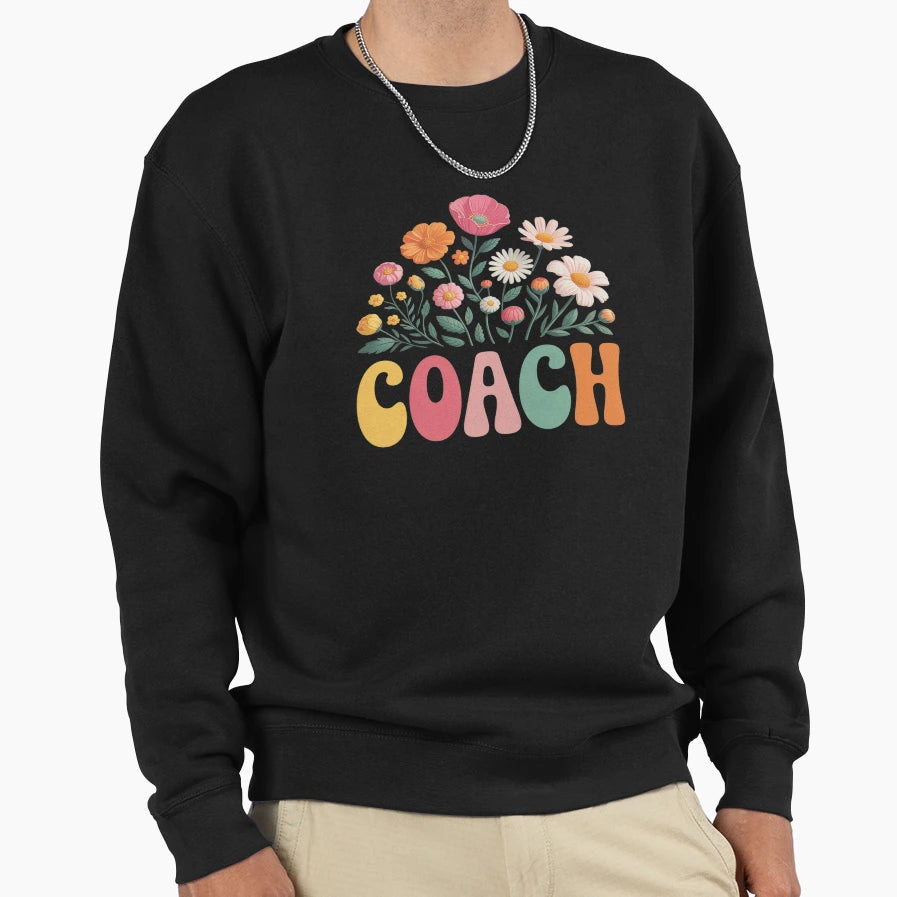 Groovy Floral Coach Wildflower Sweatshirt - Minimalist Print Unisex - T-Shirt, Sweatshirt, Hoodie
