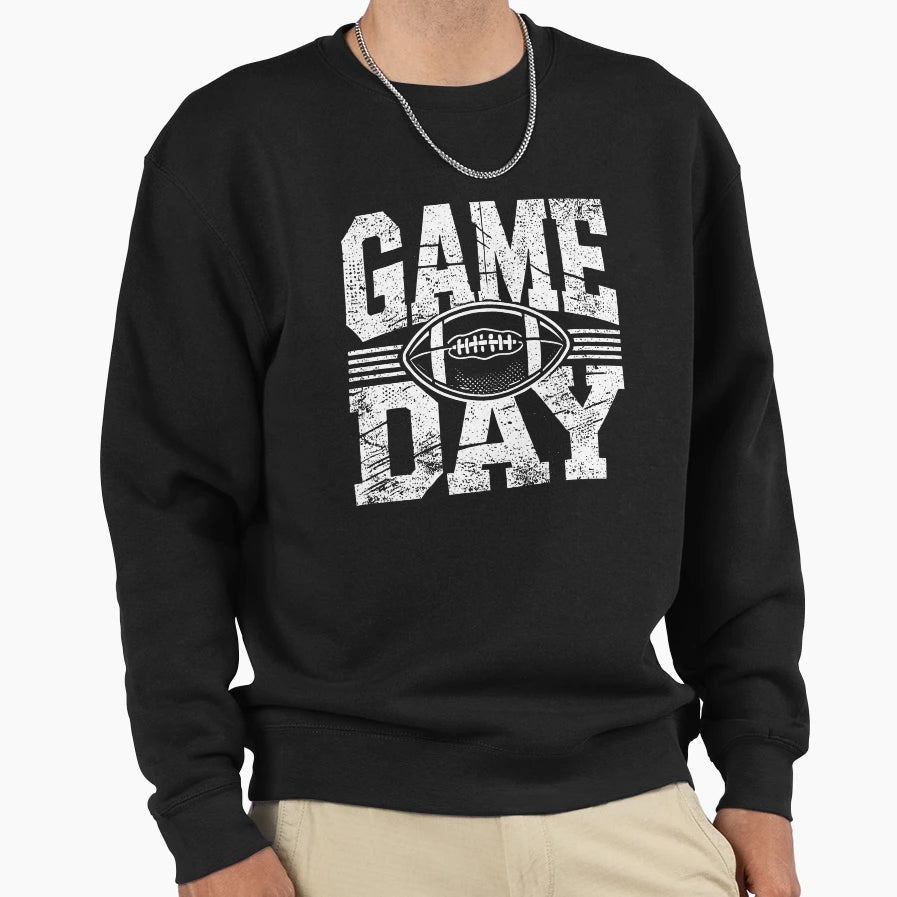 Game Day Football Grunge Sweatshirt - Casual Everyday Wear Men Women - T-Shirt, Sweatshirt, Hoodie