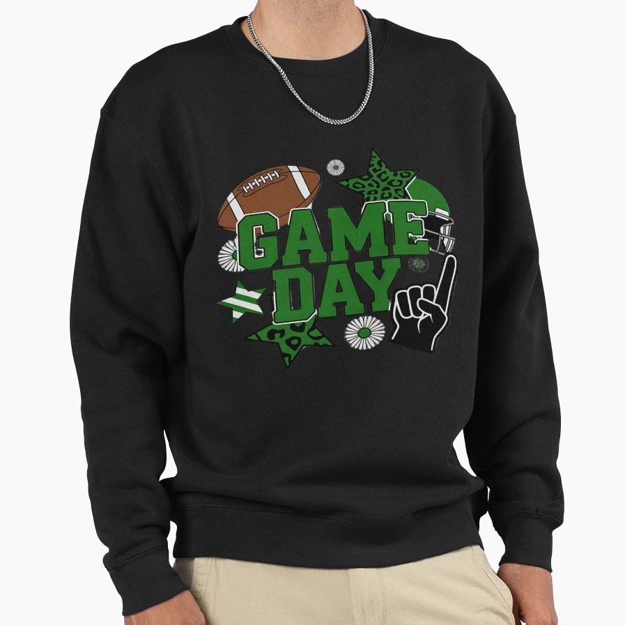 Game Day Football Checkered Sweatshirt - Casual Everyday Wear Men Women - T-Shirt, Sweatshirt, Hoodie
