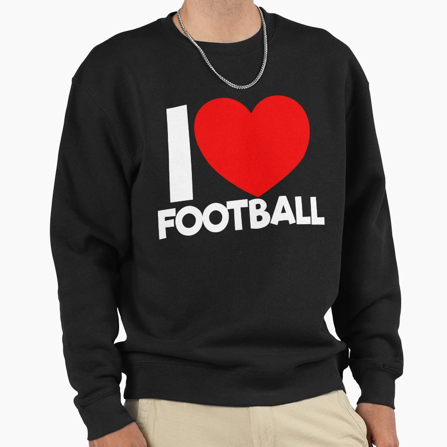 I Love Football Red Heart Football Sweatshirt - Custom Art Print Men Women - T-Shirt, Sweatshirt, Hoodie