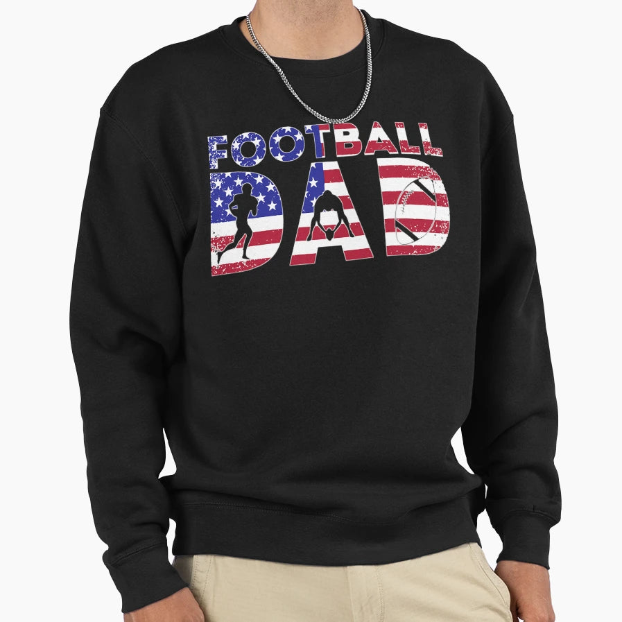 Usa Flag Football Dad Lineman Father Sweatshirt - Minimalist Print Unisex - T-Shirt, Sweatshirt, Hoodie
