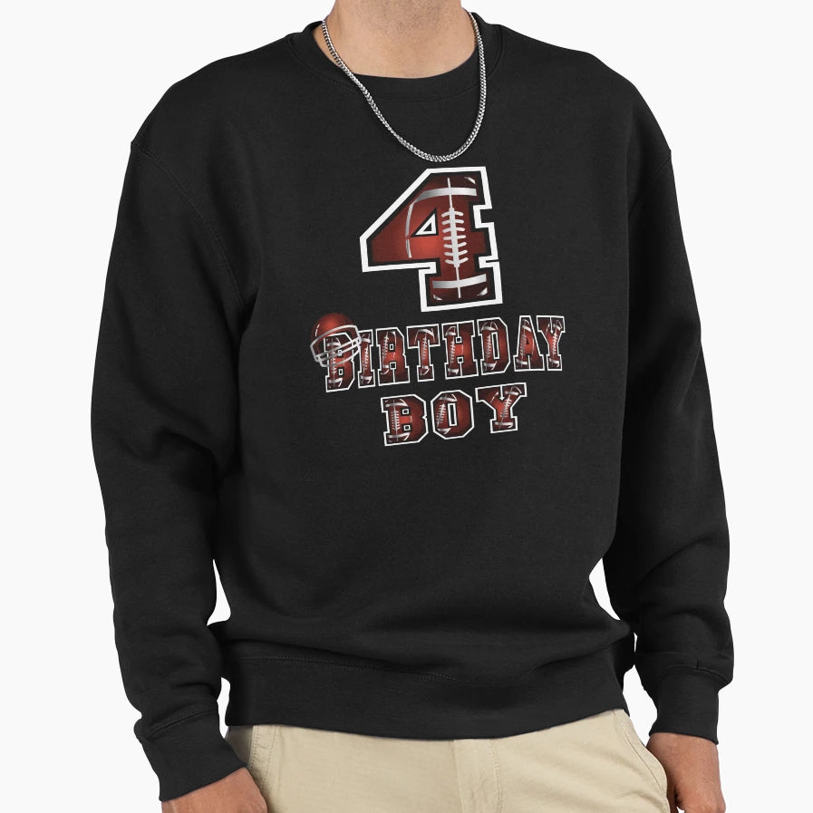 4Th Birthday 4 Years Old Football Sweatshirt - Streetwear Style Men Women - T-Shirt, Sweatshirt, Hoodie