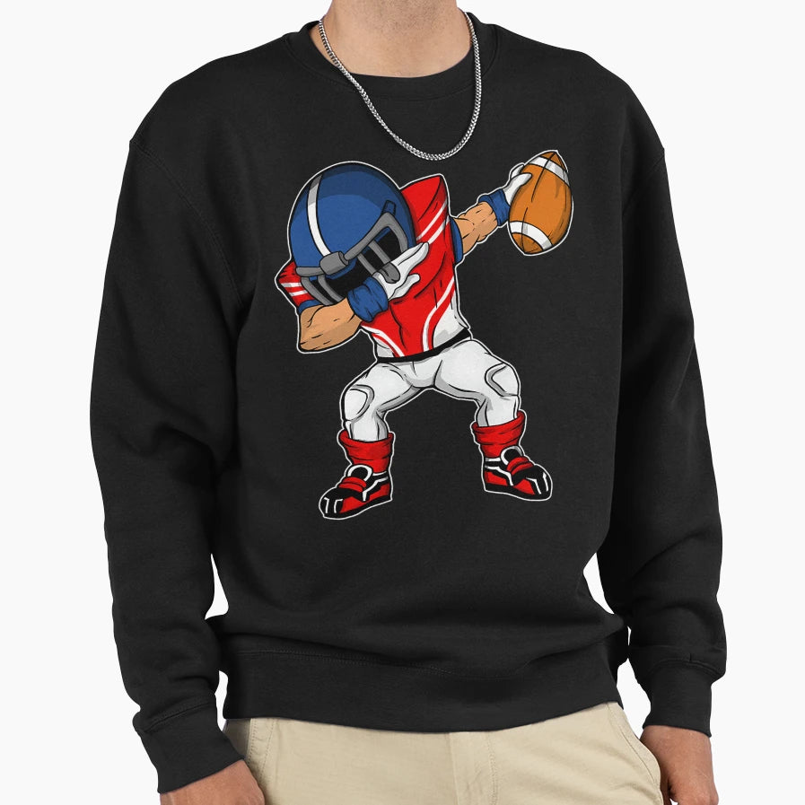 Dabbing Football Player American Sweatshirt - Unique Graphic Men Women - T-Shirt, Sweatshirt, Hoodie
