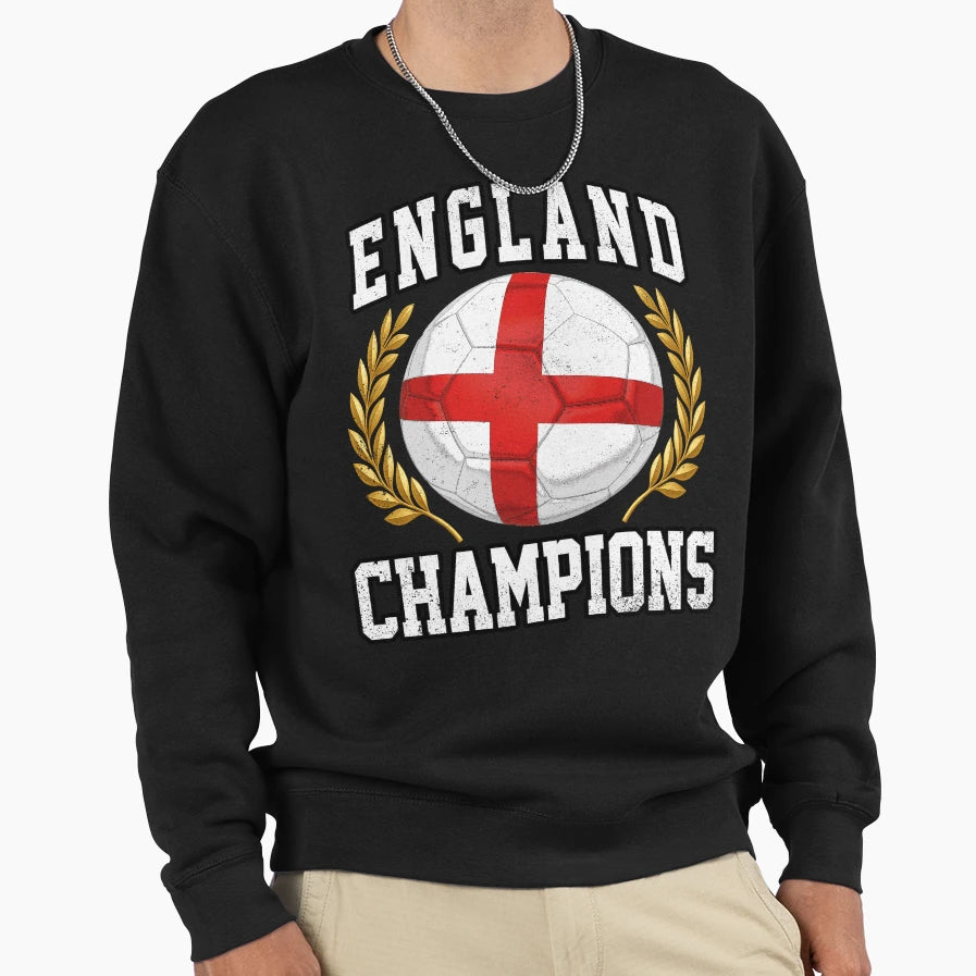 Soccer Ball Flag Champions England Fans T-Shirt - Unique Graphic Men Women - T-Shirt, Sweatshirt, Hoodie