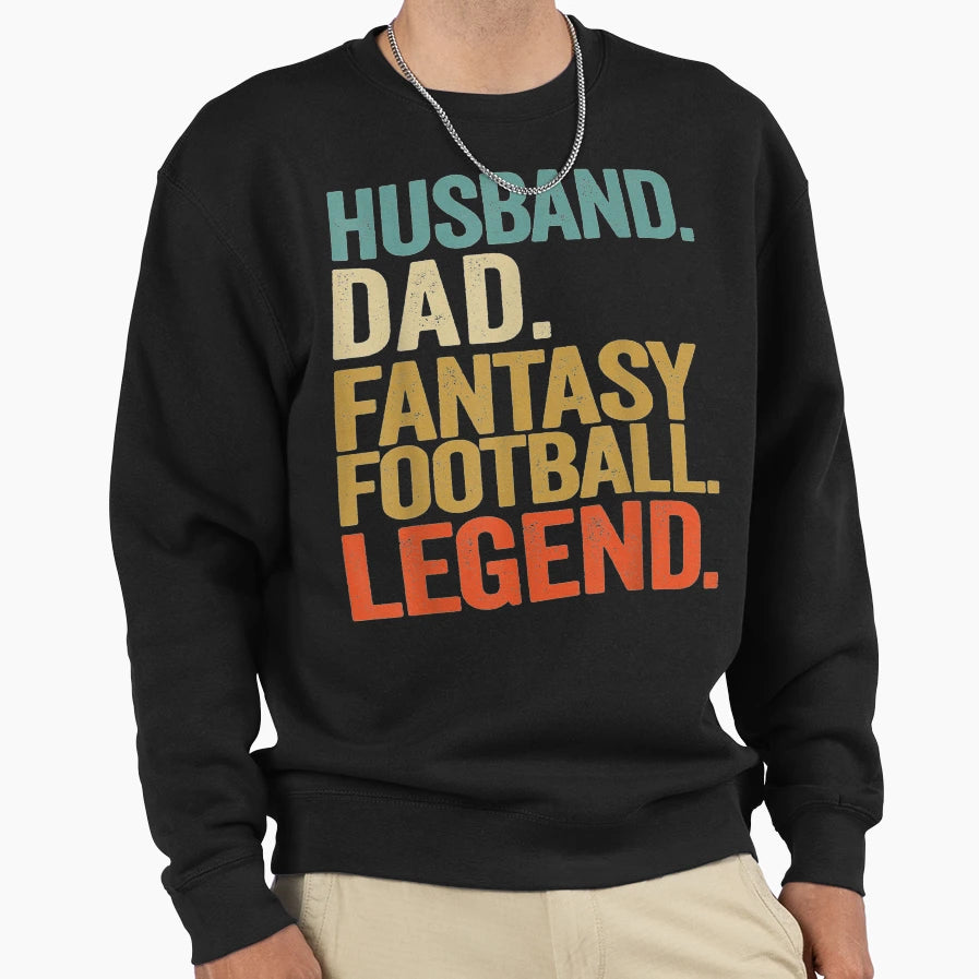 Mens Husband Dad Fantasy Football Sweatshirt - Aesthetic Graphic Men Women - T-Shirt, Sweatshirt, Hoodie