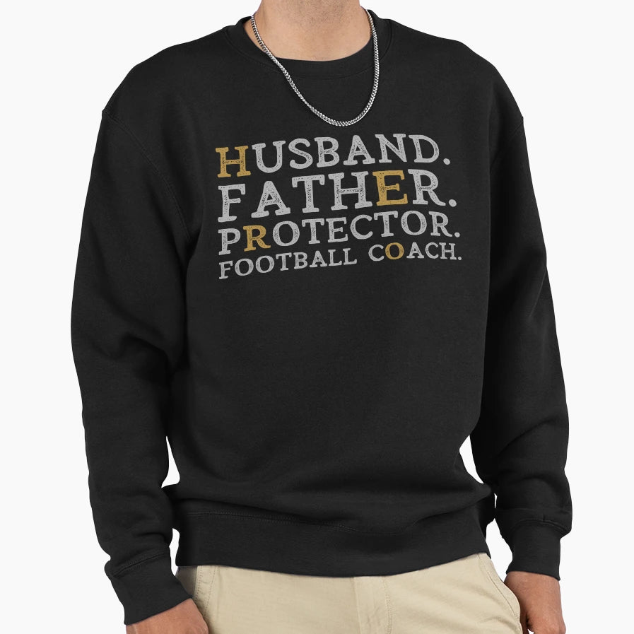 Husband Father Protector Football Sweatshirt - Aesthetic Graphic Men Women - T-Shirt, Sweatshirt, Hoodie