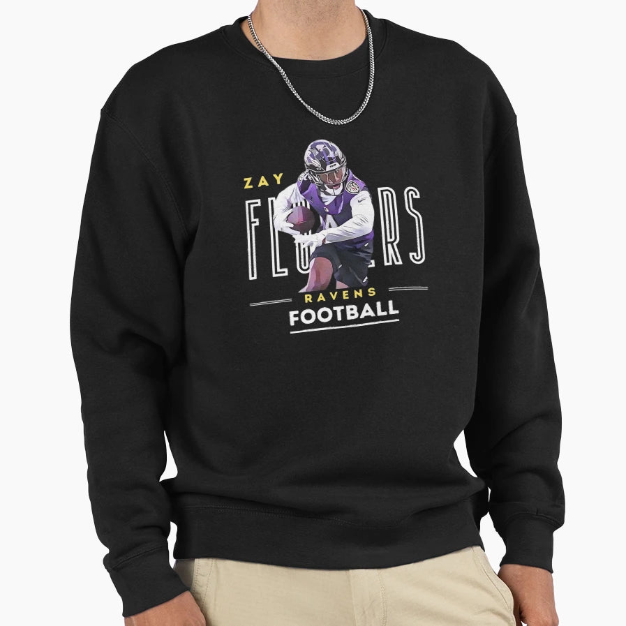 Zay Flowers Ravens Sweatshirt - Trendy Graphic for Adults - T-Shirt, Sweatshirt, Hoodie
