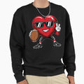 Valentines Day Heart Playing Football Sweatshirt - Graphic Print Unisex - T-Shirt, Sweatshirt, Hoodie