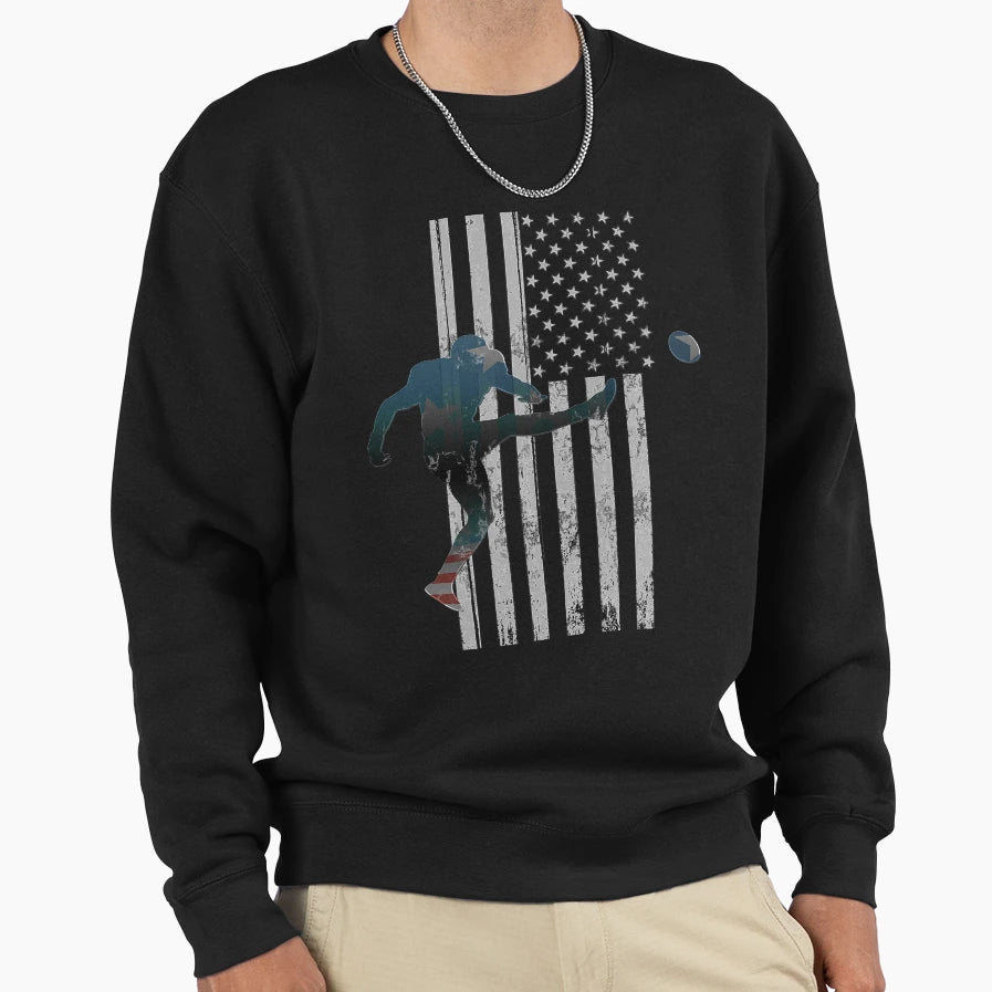 Football American Flag Usa Team Gift Sweatshirt - Graphic Print for Adults - T-Shirt, Sweatshirt, Hoodie