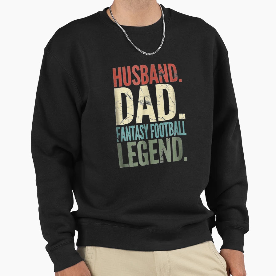 Husband Dad Fantasy Football Sweatshirt - Minimalist Print for Adults - T-Shirt, Sweatshirt, Hoodie