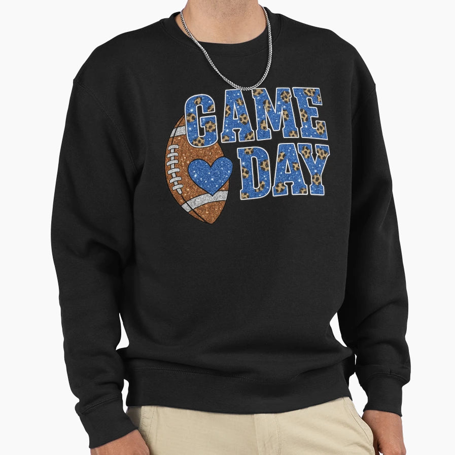 Game Day Glitter Leopard Sweatshirt - Casual Everyday Wear for Adults - T-Shirt, Sweatshirt, Hoodie
