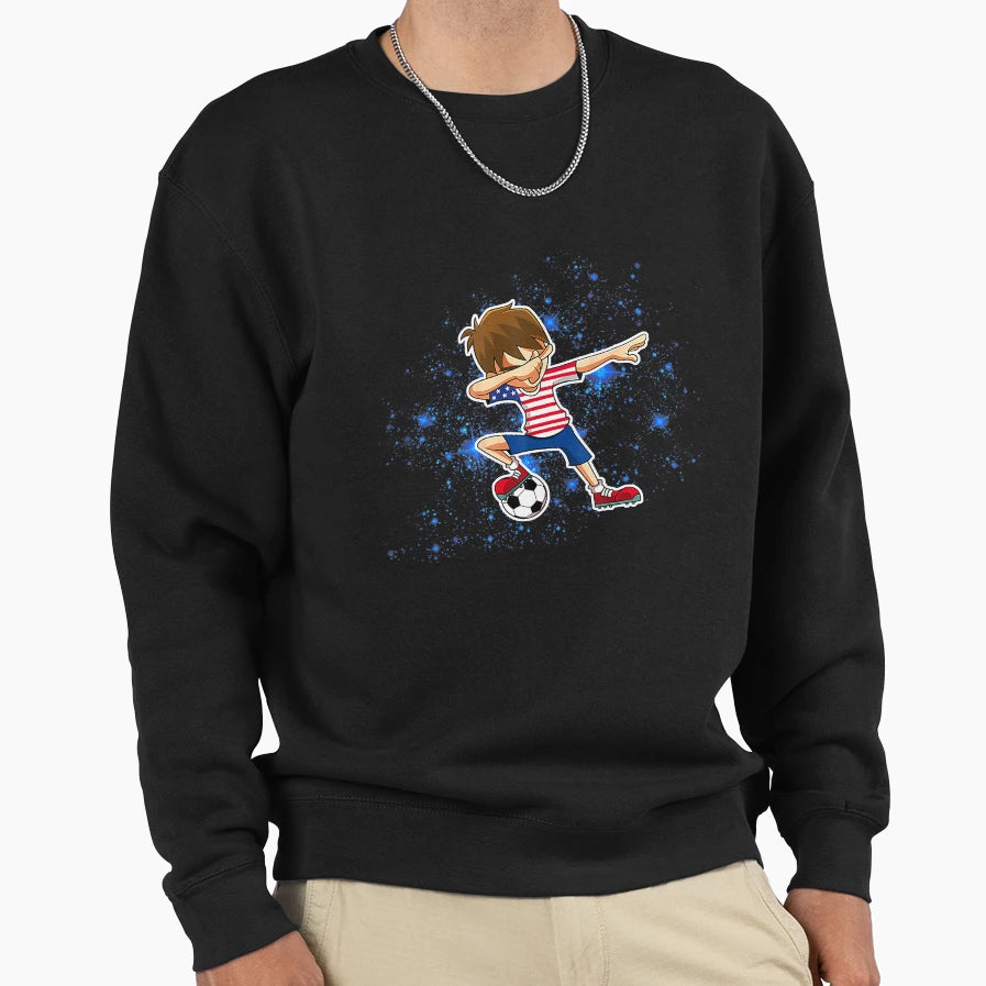 Dabbing Soccer American Flag 4Th Sweatshirt - Streetwear Style Men Women - T-Shirt, Sweatshirt, Hoodie