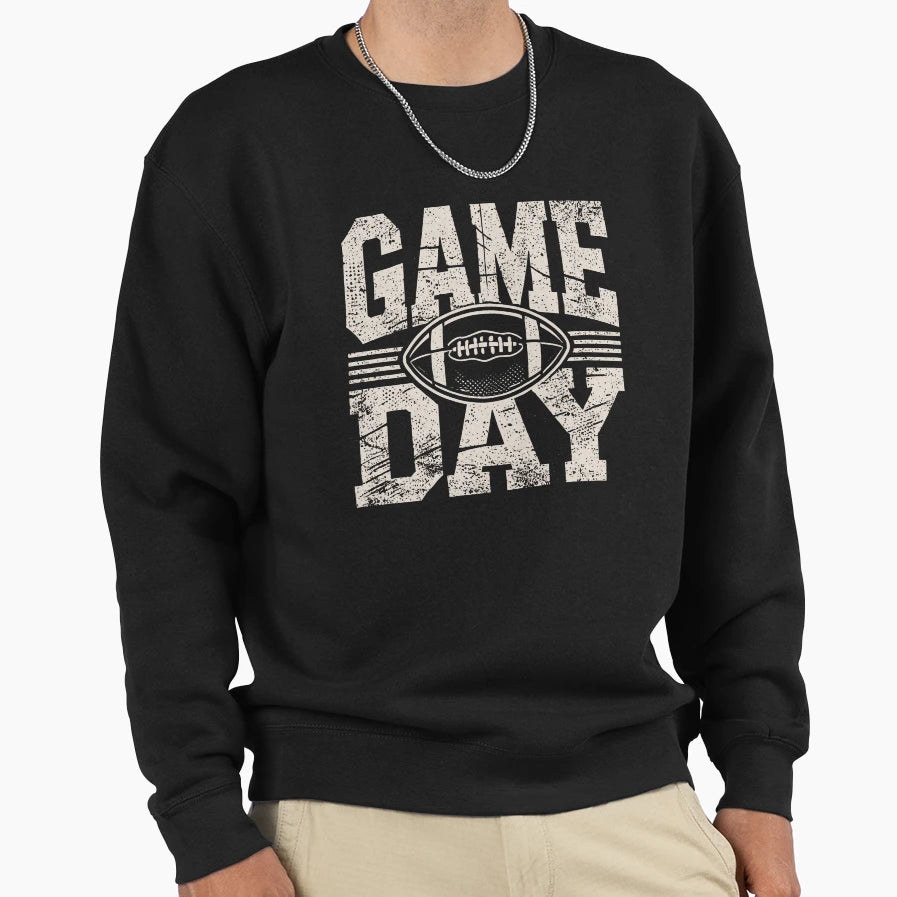 Game Day Football Grunge Sweatshirt - Fun Novelty Design Men Women - T-Shirt, Sweatshirt, Hoodie