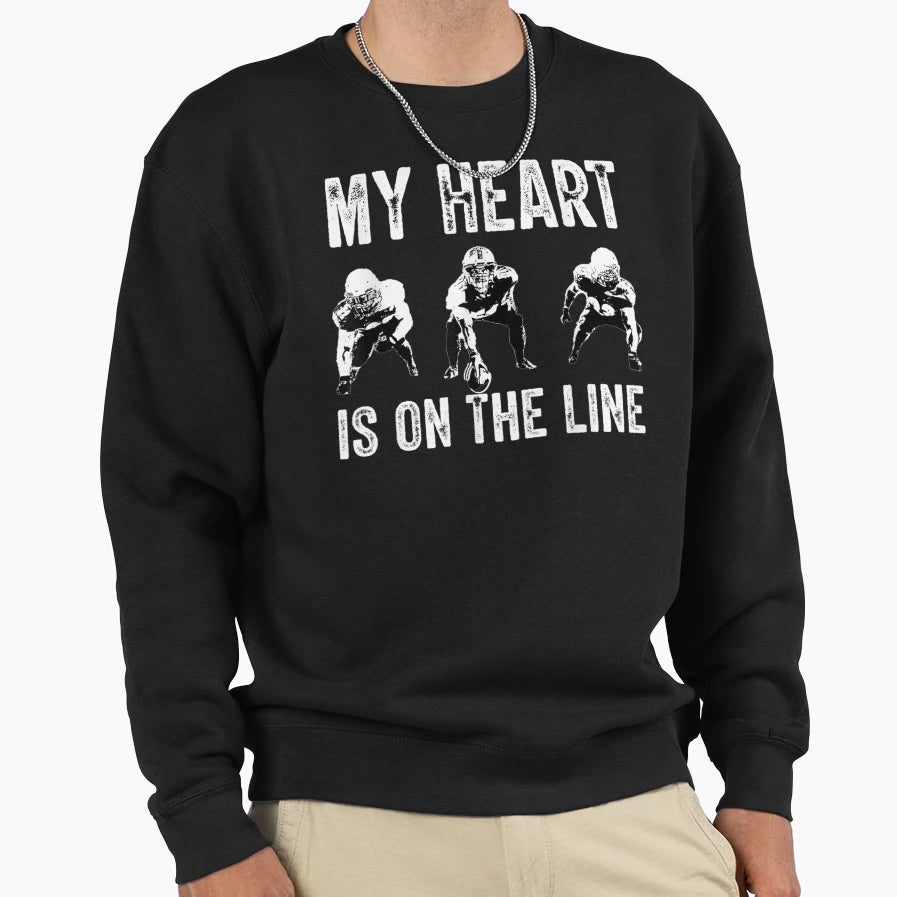 American Football My Heart Is Line Sweatshirt - Novelty Apparel Men Women - T-Shirt, Sweatshirt, Hoodie