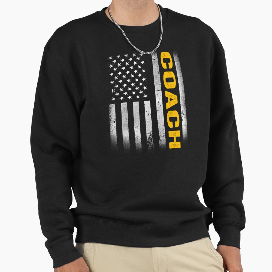 Coach Dad American Flag Usa Coach Sweatshirt - Unique Graphic Men Women - T-Shirt, Sweatshirt, Hoodie