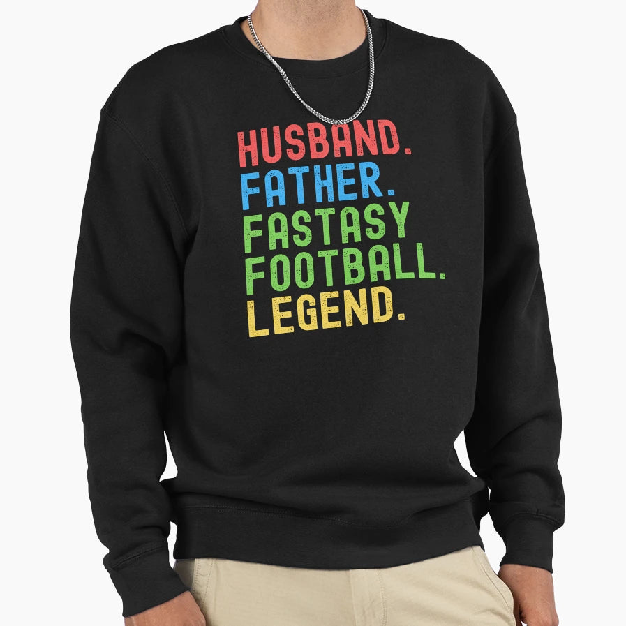 Husband Father Fantasy Football Sweatshirt - Aesthetic Graphic Unisex - T-Shirt, Sweatshirt, Hoodie