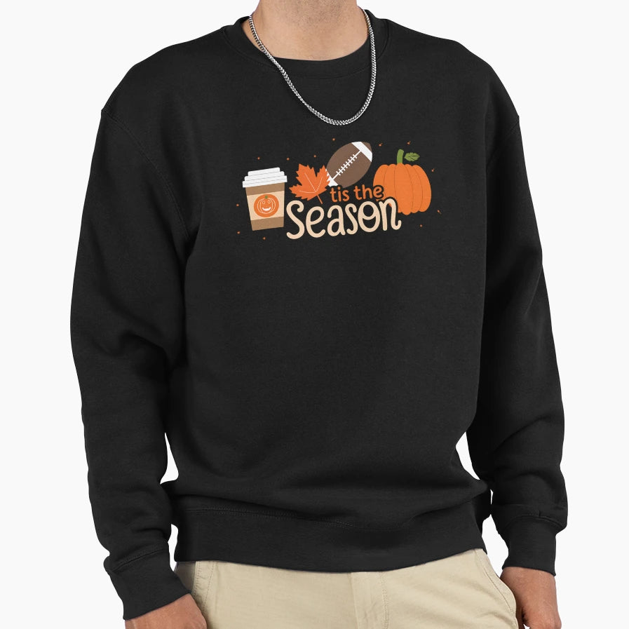 Tis Season Volleyball Pumpkin Leaf Sweatshirt - Novelty Apparel Unisex - T-Shirt, Sweatshirt, Hoodie