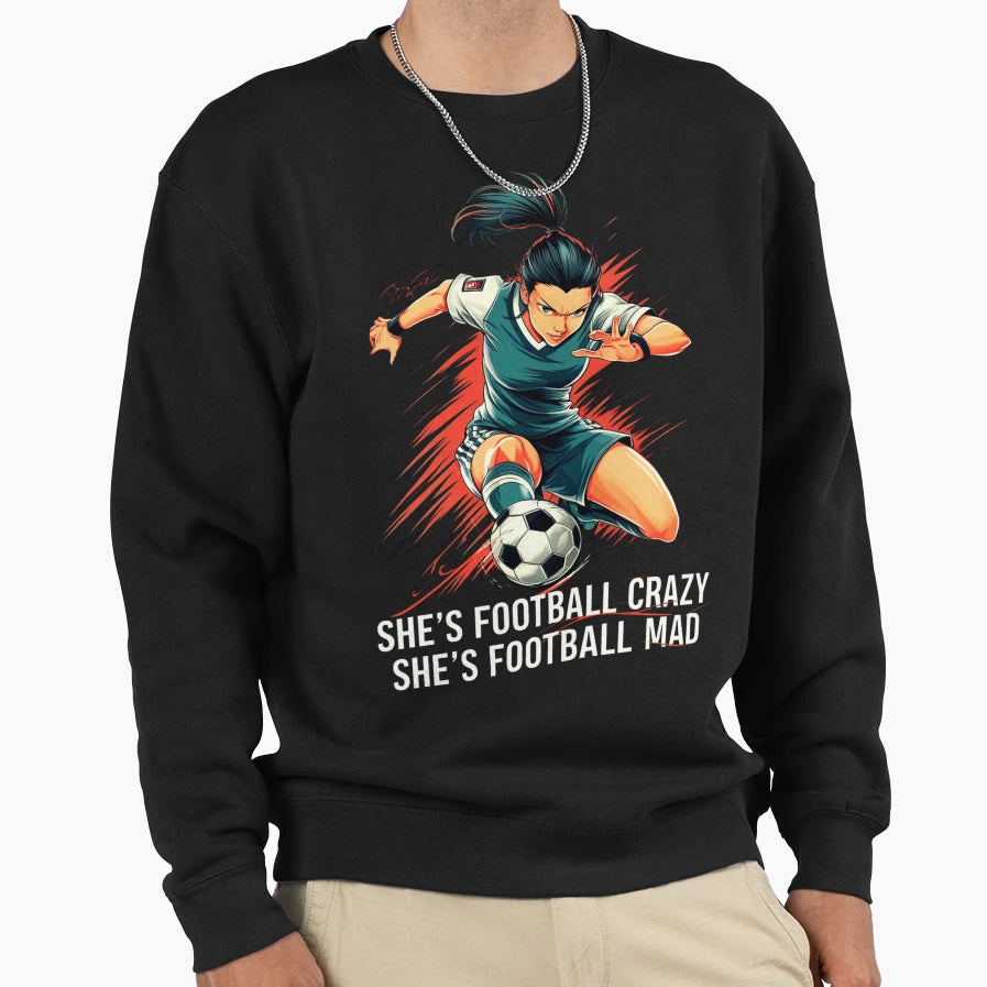Shes Football Crazy Anime Soccer T-Shirt - Aesthetic Graphic for Adults - T-Shirt, Sweatshirt, Hoodie