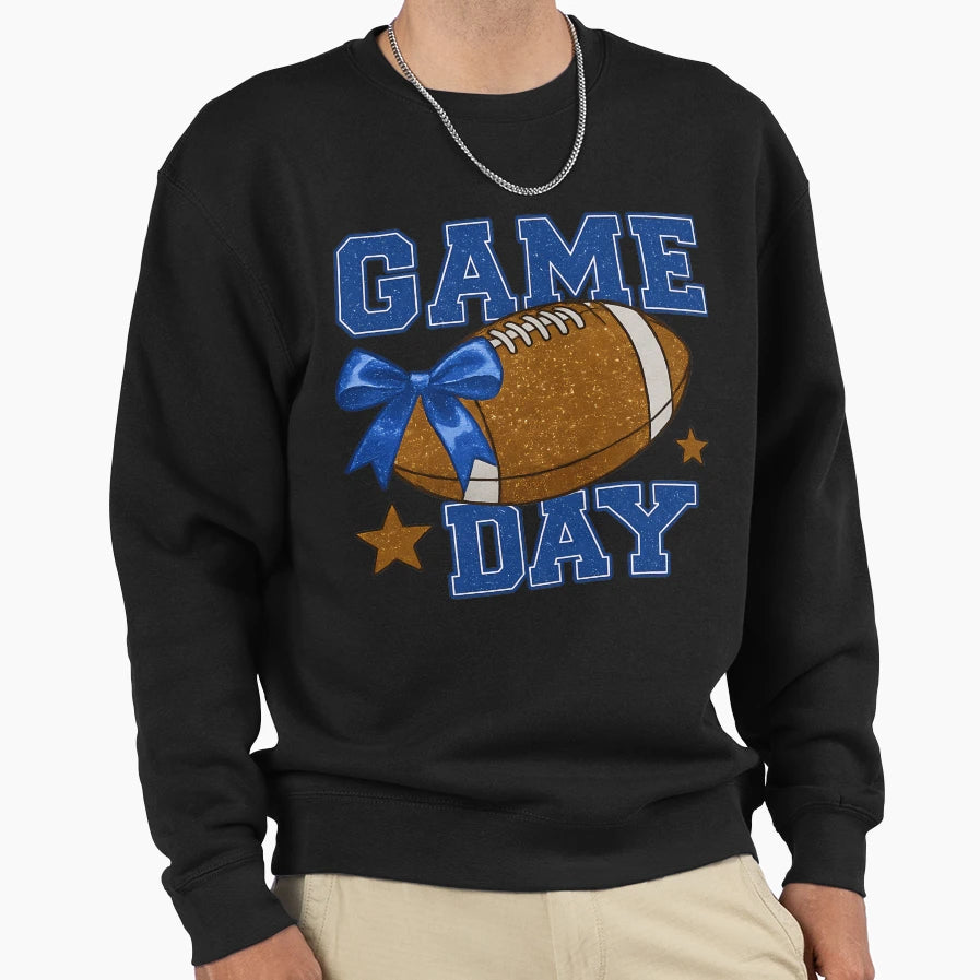 Game Day Football Glitter Bow Sweatshirt - Streetwear Style Unisex - T-Shirt, Sweatshirt, Hoodie
