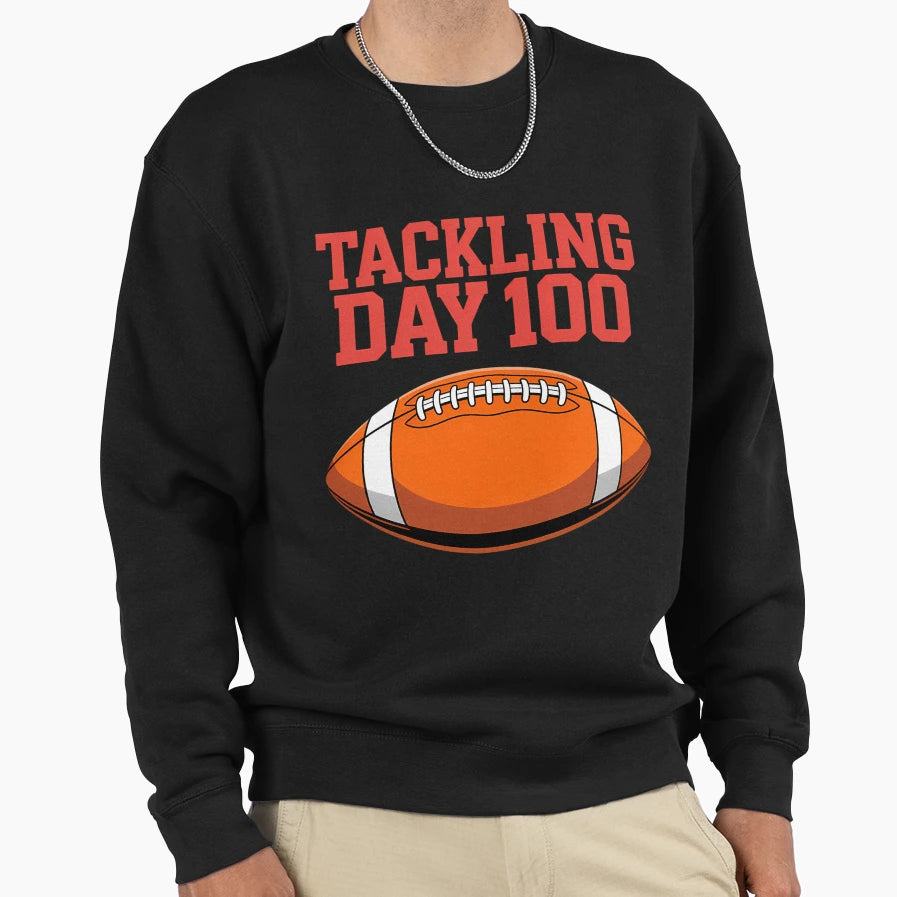 100Th Day School Football Sweatshirt - Casual Everyday Wear for Adults - T-Shirt, Sweatshirt, Hoodie