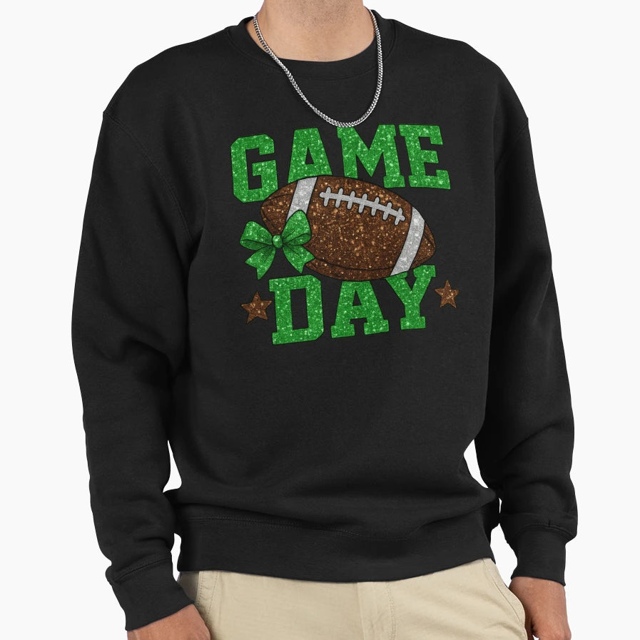 Glitter Football Game Day Sparkly Sweatshirt - Custom Art Print Men Women - T-Shirt, Sweatshirt, Hoodie