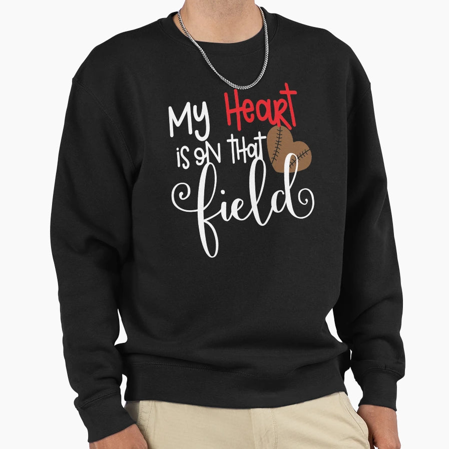 Mom Football Support Heart Field Sweatshirt - Streetwear Style Unisex - T-Shirt, Sweatshirt, Hoodie
