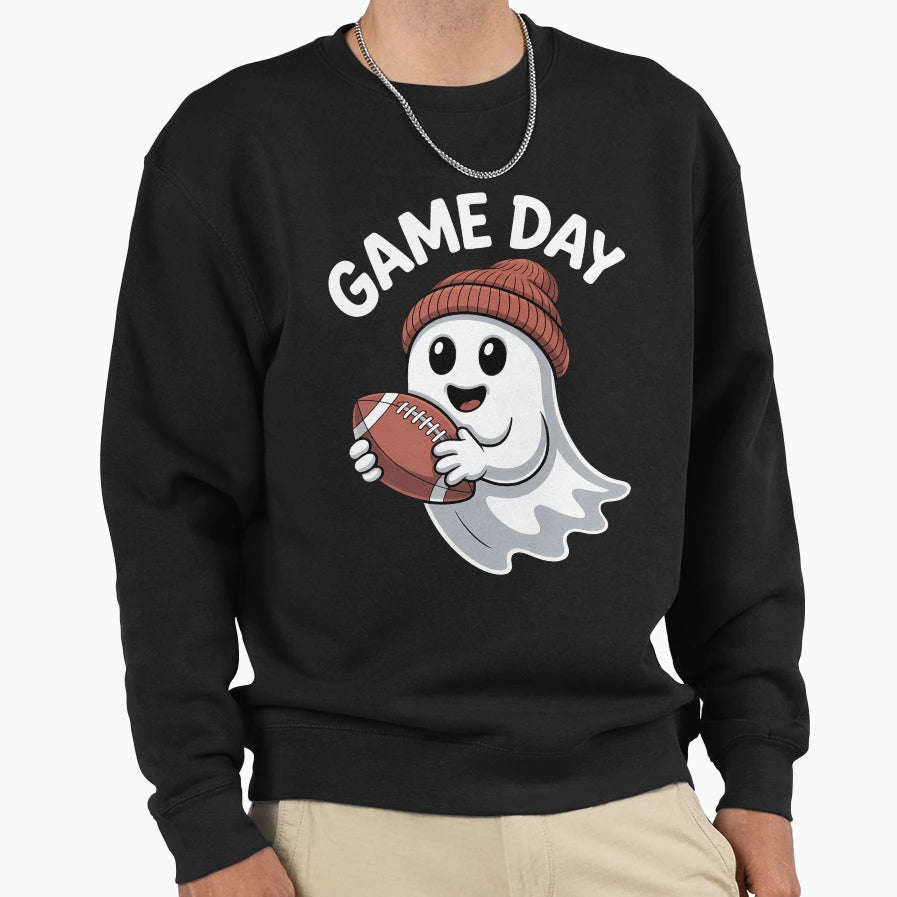Football Game Day Ghost Halloween Sweatshirt - Unique Graphic for Adults - T-Shirt, Sweatshirt, Hoodie