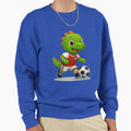 Happy Green Dino Kicking Soccer T-Shirt - Fun Novelty Design for Adults - T-Shirt, Sweatshirt, Hoodie